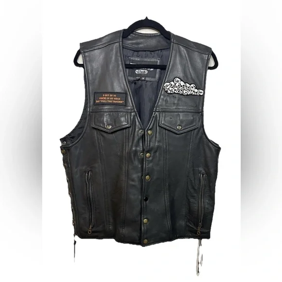Bikers Club Leather Patchwork Biker Vest Made In Pakistan Medium Motorcycle